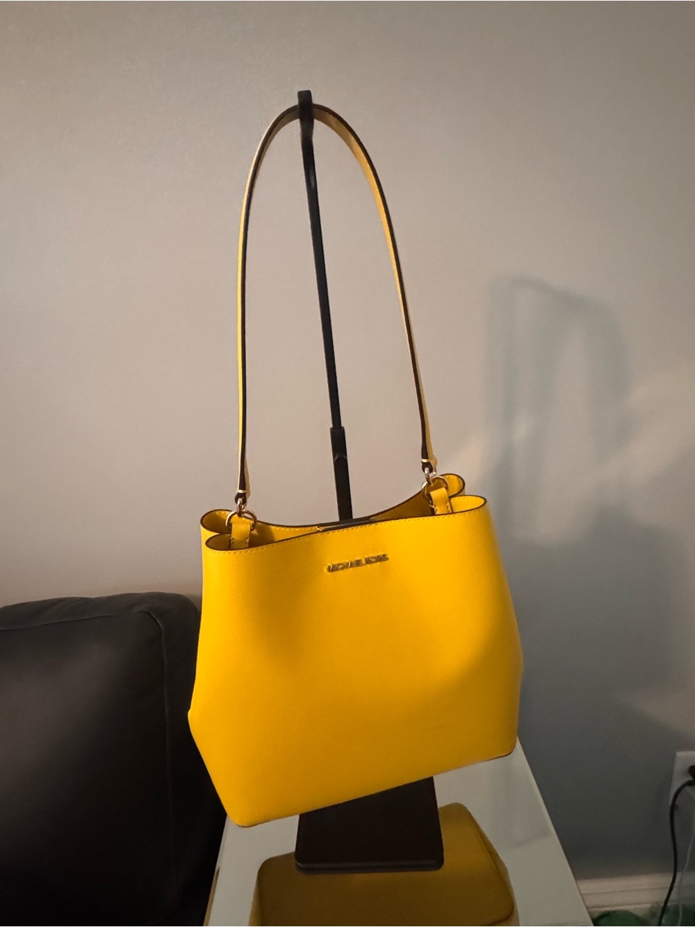 Michael Kors Bright Yellow Leather Shoulder Tote